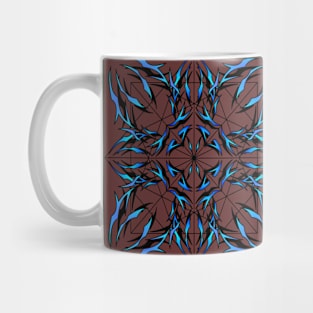 abstract shiny blue lines in dark red space . Mug